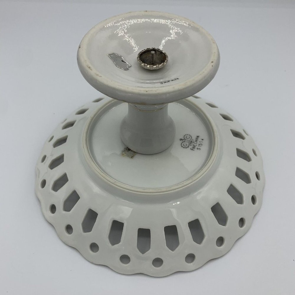 Vintage Pedestal Transfer Ware Fruit Scalloped Tidbit Plate Tray Ceramic - Picture 3 of 6